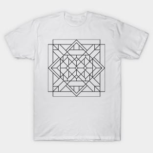 Black and White Art Deco Geometric Triangular Tile Design T-Shirt